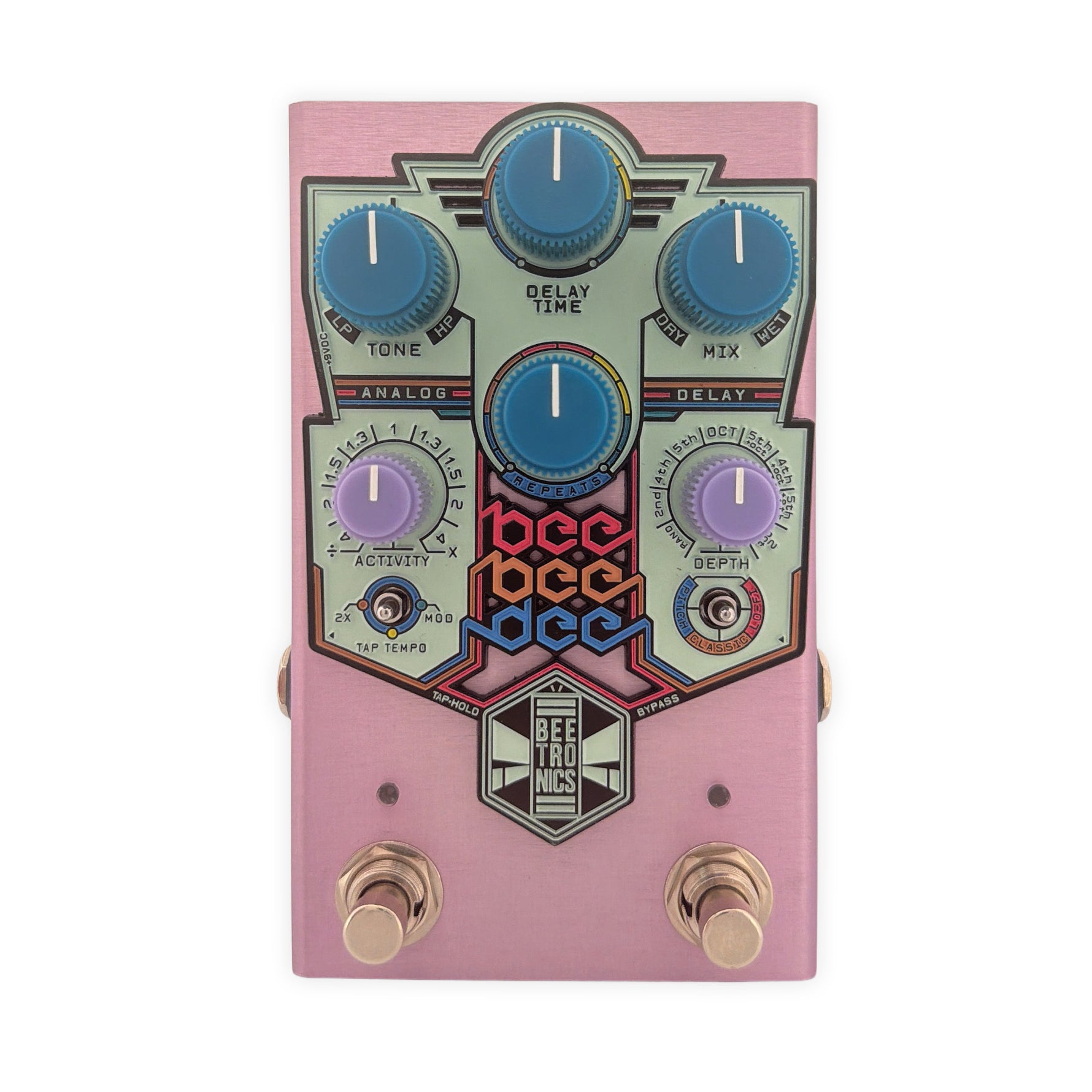 ギター BEETRONICS bee bee dee delay BeeBeeDee Analog Delay • Limited Edition • Pink Violet – Beetronics